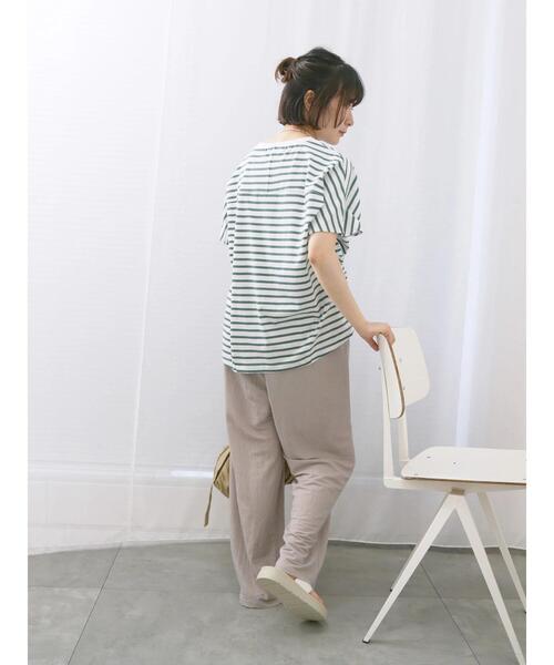 Samansa Mos2 blue(サマンサモスモスブルー)の「【USAコットン】アソートフレンチスリーブTシャツ(Tシャツ/カットソー・レディース・オフホワイト/グレー/ホワイト/グリーン/ブラック・F)」の14枚目の写真