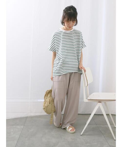 Samansa Mos2 blue(サマンサモスモスブルー)の「【USAコットン】アソートフレンチスリーブTシャツ(Tシャツ/カットソー・レディース・オフホワイト/グレー/ホワイト/グリーン/ブラック・F)」の15枚目の写真