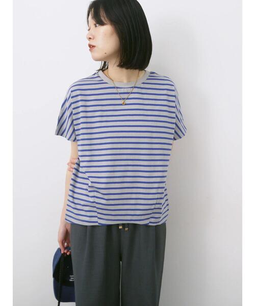 Samansa Mos2 blue(サマンサモスモスブルー)の「【USAコットン】アソートフレンチスリーブTシャツ(Tシャツ/カットソー・レディース・オフホワイト/グレー/ホワイト/グリーン/ブラック・F)」の17枚目の写真