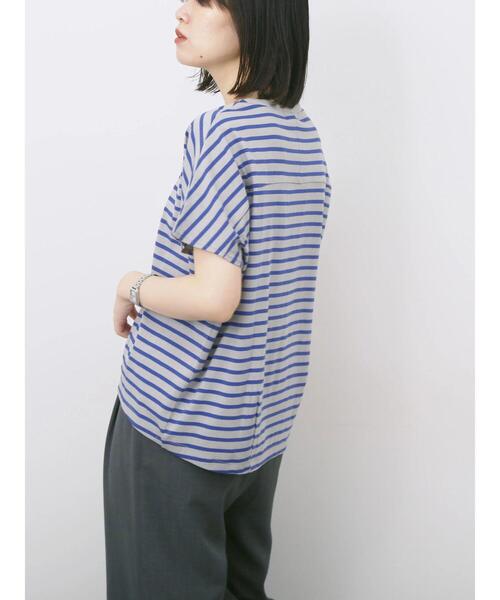 Samansa Mos2 blue(サマンサモスモスブルー)の「【USAコットン】アソートフレンチスリーブTシャツ(Tシャツ/カットソー・レディース・オフホワイト/グレー/ホワイト/グリーン/ブラック・F)」の18枚目の写真