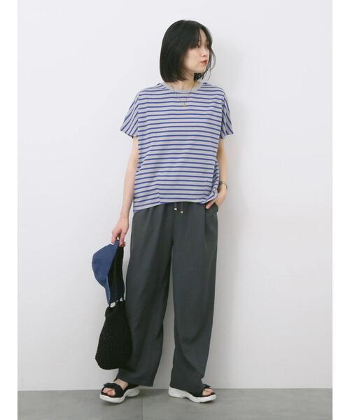 Samansa Mos2 blue(サマンサモスモスブルー)の「【USAコットン】アソートフレンチスリーブTシャツ(Tシャツ/カットソー・レディース・オフホワイト/グレー/ホワイト/グリーン/ブラック・F)」の19枚目の写真