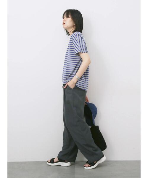 Samansa Mos2 blue(サマンサモスモスブルー)の「【USAコットン】アソートフレンチスリーブTシャツ(Tシャツ/カットソー・レディース・オフホワイト/グレー/ホワイト/グリーン/ブラック・F)」の20枚目の写真