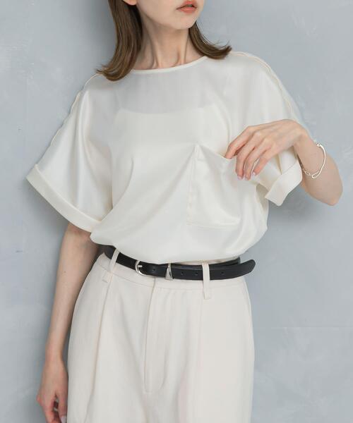 URBAN RESEARCH ROSSO WOMEN(アーバンリサーチ ロッソ)の「『WEB/一部店舗限定』ウォッシャブルポケットデザインシャツブラウス(シャツ/ブラウス・レディース・ライトブラウン/オフホワイト/イエロー系その他・FREE)」の2枚目の写真