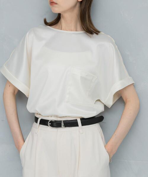 URBAN RESEARCH ROSSO WOMEN(アーバンリサーチ ロッソ)の「『WEB/一部店舗限定』ウォッシャブルポケットデザインシャツブラウス(シャツ/ブラウス・レディース・ライトブラウン/オフホワイト/イエロー系その他・FREE)」の4枚目の写真