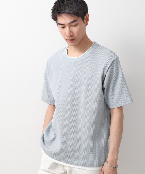 THE SHOP TK (ザ ショップ ティーケー )の「ランダムワッフル半袖Tシャツ 【洗濯機OK】(Tシャツ/カットソー・メンズ・オフホワイト/ブラック/ライトグレー/モスグリーン・02/03/04)」の1枚目の写真