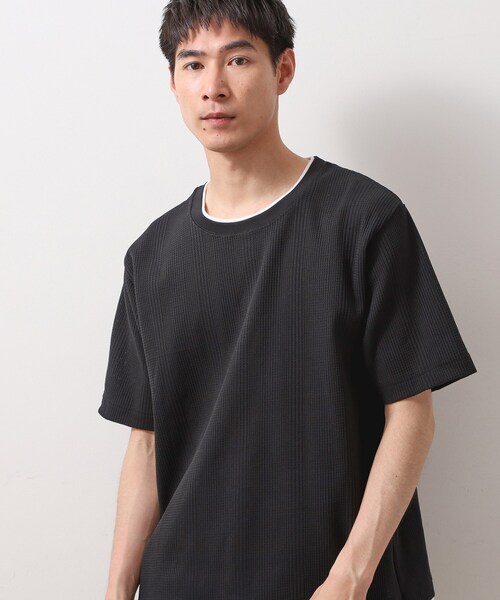 THE SHOP TK (ザ ショップ ティーケー )の「ランダムワッフル半袖Tシャツ 【洗濯機OK】(Tシャツ/カットソー・メンズ・オフホワイト/ブラック/ライトグレー/モスグリーン・02/03/04)」の3枚目の写真