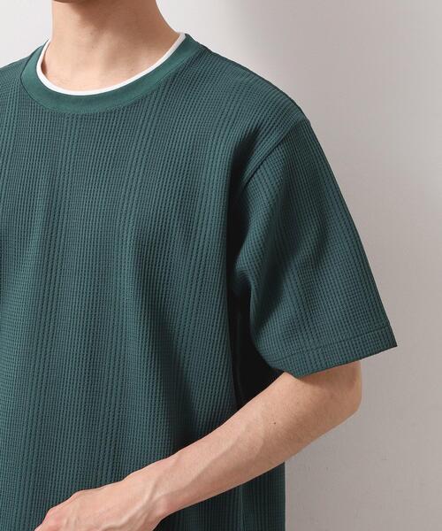 THE SHOP TK (ザ ショップ ティーケー )の「ランダムワッフル半袖Tシャツ 【洗濯機OK】(Tシャツ/カットソー・メンズ・オフホワイト/ブラック/ライトグレー/モスグリーン・02/03/04)」の6枚目の写真