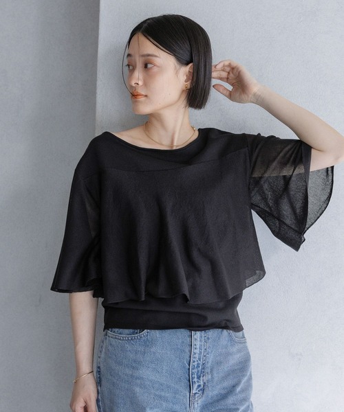 フィフィアンドロメオ　パールカシミアニット黒① パール付ニットワンピース（ワンピース）｜＆HALF（アンドハーフ