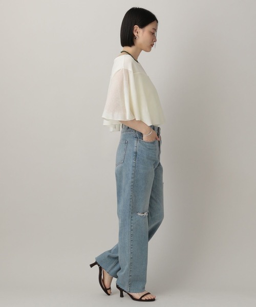 A part by（アパートバイ）の「フリルニット_5分袖（ニット/セーター・レディース・ブラック/オフホワイト/ライトグレー・FREE）」の7枚目の写真