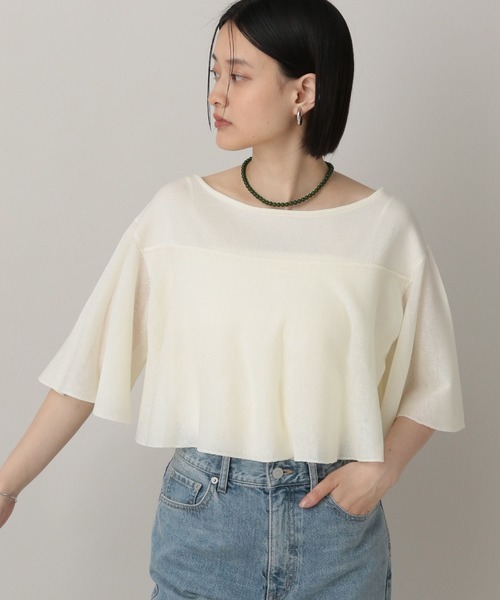 A part by（アパートバイ）の「フリルニット_5分袖（ニット/セーター・レディース・ブラック/オフホワイト/ライトグレー・FREE）」の8枚目の写真