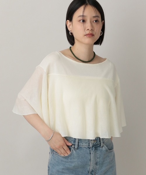 A part by（アパートバイ）の「フリルニット_5分袖（ニット/セーター・レディース・ブラック/オフホワイト/ライトグレー・FREE）」の9枚目の写真