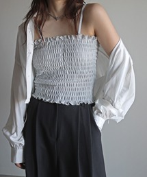 COURO（コウロ）の「カップ付きラメテレコシャーリングキャミソール（キャミソール）」