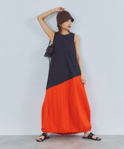 セール】リネアバイカラーコクーンワンピース（ワンピース