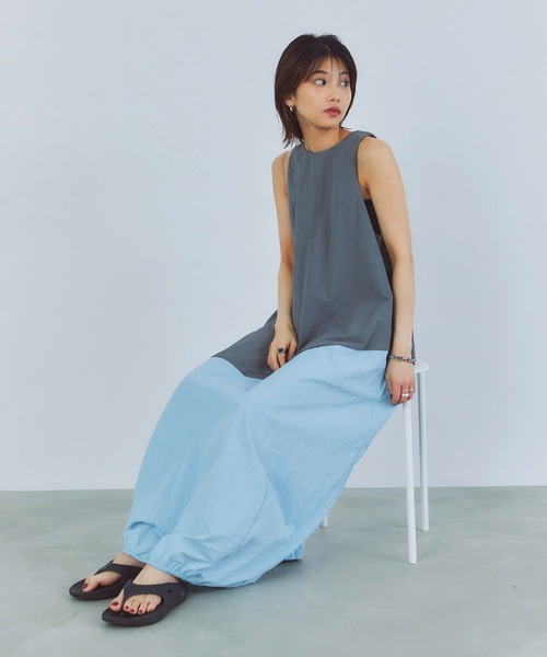 LIENCOEUR（リアンクール）の「リネアバイカラーコクーンワンピース（ワンピース・レディース・ネイビー/グレー・FREE）」の10枚目の写真