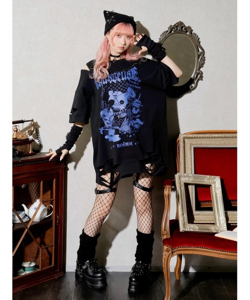 病みねこチェーンダメージユニセックスTシャツ（Tシャツ