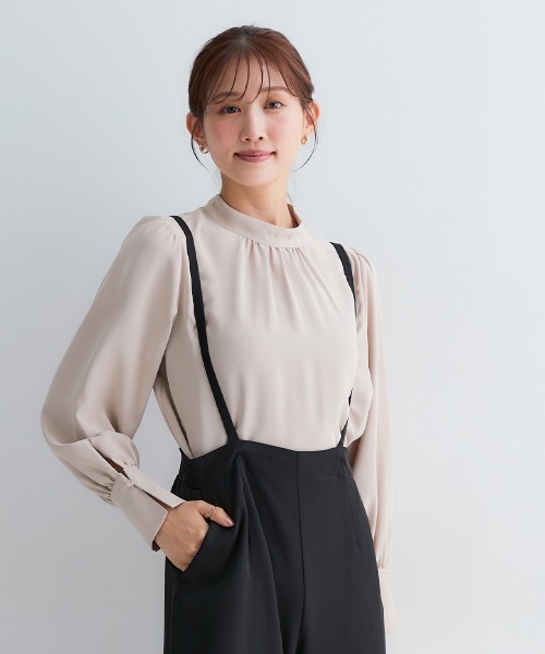 Petitjo（プッチージョ）の「小さいサイズ　袖ボリュームギャザーブラウス　低身長さん・小柄女性（シャツ/ブラウス・レディース・グレイッシュベージュ/ホワイト・PL/PM/PS/PSS）」の17枚目の写真