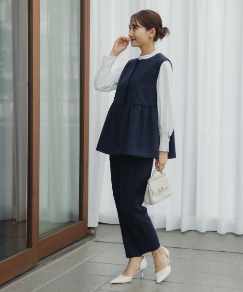 Petitjo（プッチージョ）の「小さいサイズ　袖ボリュームギャザーブラウス　低身長さん・小柄女性（シャツ/ブラウス・レディース・グレイッシュベージュ/ホワイト・PL/PM/PS/PSS）」の15枚目の写真