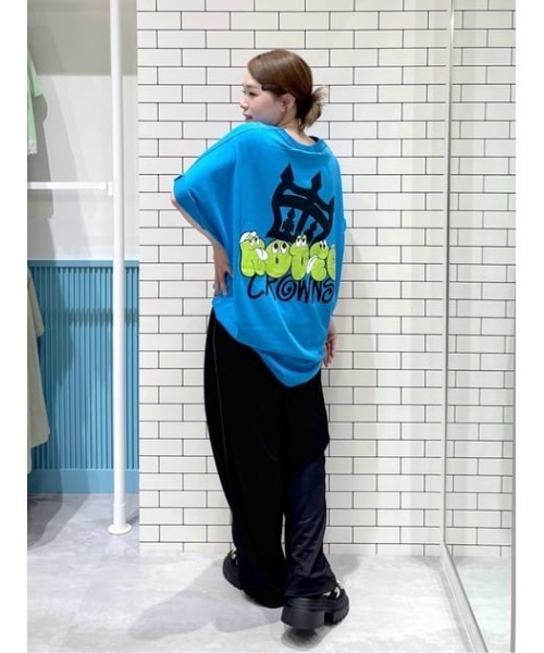 ロデオクラウンズ・0528-MOTlF PATTERNパンツ・未使用ブルー ロデオクラウンズ・0528-MOTlF PATTERNパンツ・未使用ブルー
