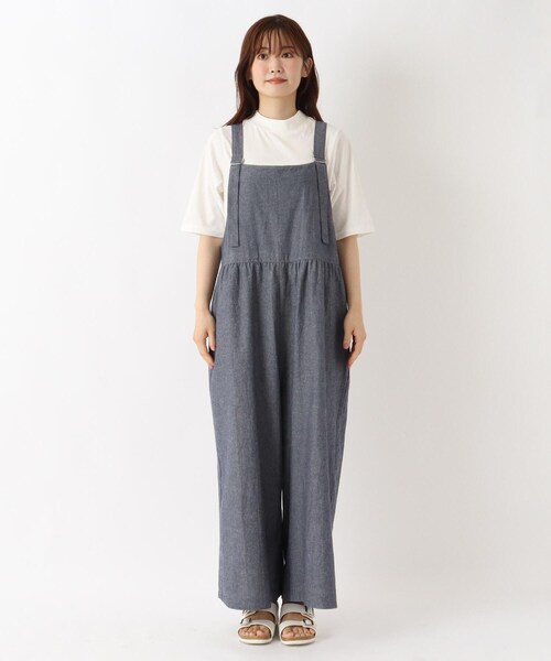one'sterrace(ワンズテラス)の「綿麻 シャンブレーサロペット(サロペット/オーバーオール・レディース・ブラック系8/ネイビー系5・02)」の15枚目の写真