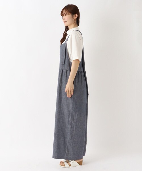 one'sterrace(ワンズテラス)の「綿麻 シャンブレーサロペット(サロペット/オーバーオール・レディース・ブラック系8/ネイビー系5・02)」の14枚目の写真