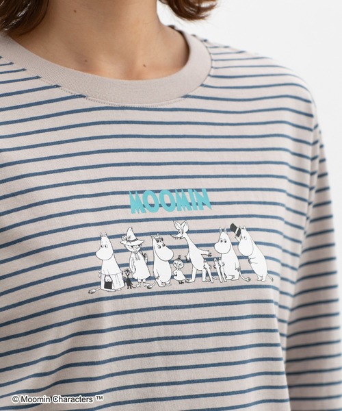 Honeys（ハニーズ）の「ムーミン／長袖Ｔシャツ（Tシャツ/カットソー・レディース・ピンク/ホワイト×レッド/ブラウン系その他/グレー系その他/スミクロ/オートミール・S/M/LL/L）」の4枚目の写真