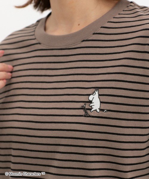 Honeys（ハニーズ）の「ムーミン／長袖Ｔシャツ（Tシャツ/カットソー・レディース・ピンク/ホワイト×レッド/ブラウン系その他/グレー系その他/スミクロ/オートミール・S/M/LL/L）」の5枚目の写真