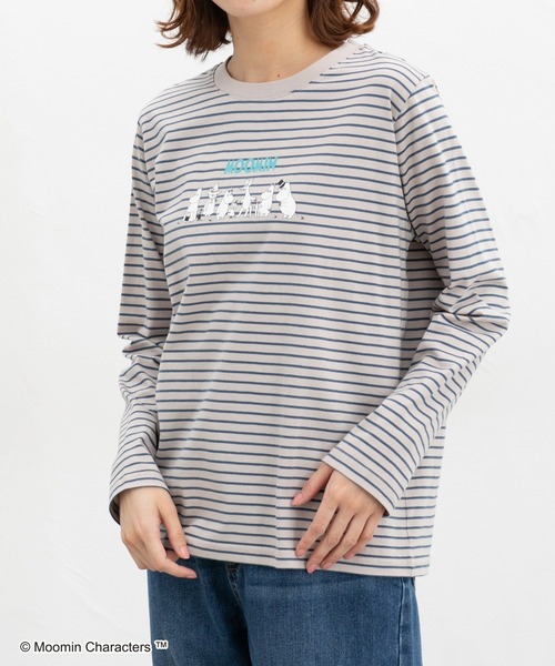 Honeys（ハニーズ）の「ムーミン／長袖Ｔシャツ（Tシャツ/カットソー・レディース・ピンク/ホワイト×レッド/ブラウン系その他/グレー系その他/スミクロ/オートミール・S/M/LL/L）」の15枚目の写真