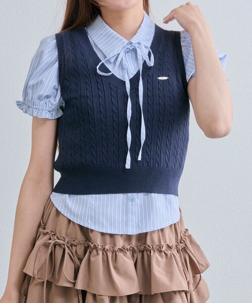 シャツ＋ベストセット【OLIVE des OLIVE】 (ブルー チャコール) シャツ＋ベストセット【OLIVE des OLIVE】 (ブルー チャコール