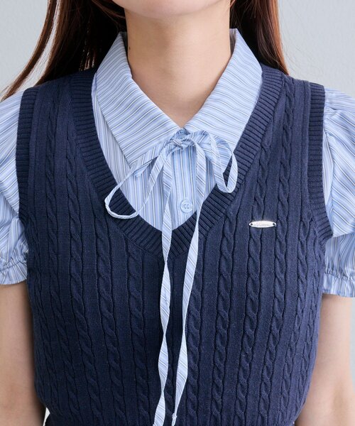 シャツ×ケーブルベストセット（シャツ/ブラウス）｜OLIVE des