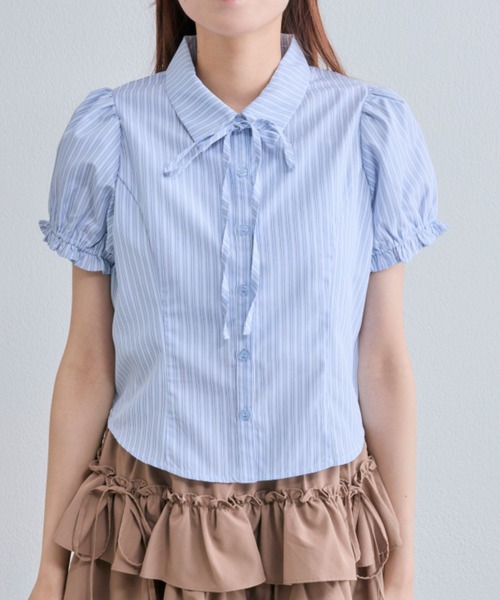 OLIVE des OLIVE（オリーブデオリーブ）の「シャツ×ケーブルベストセット（シャツ/ブラウス・レディース・ベージュ/ネイビー/トップグレー・FREE）」の21枚目の写真