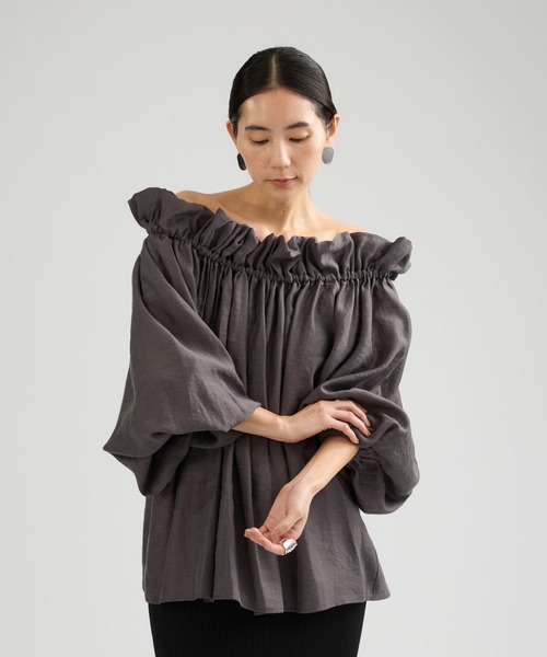 Chaos（カオス）の「Chaos(カオス)/ ナロパブラウス（シャツ/ブラウス・レディース・モカ/チャコールグレー/ライトベージュ/ホワイト・FREE）」の2枚目の写真