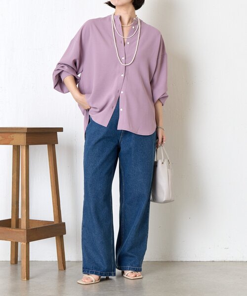 Jena espace merveilleux(ジェナ エスパスメルヴェイユ)の「バックラッフルシャツ(シャツ/ブラウス・レディース・ブラック/ベージュ/パープル・FREE)」の21枚目の写真