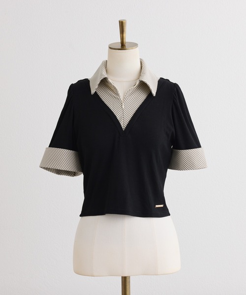 レイヤードチェックトップス