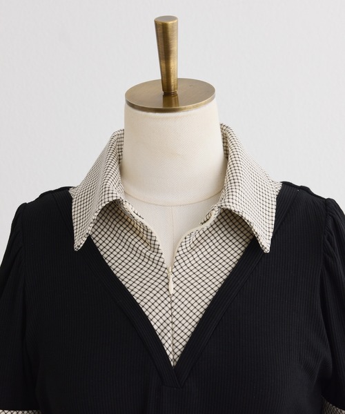 レイヤードチェックトップス