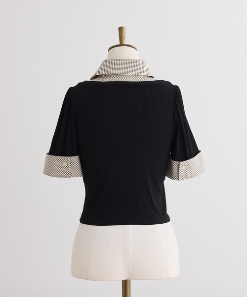 レイヤードチェックトップス