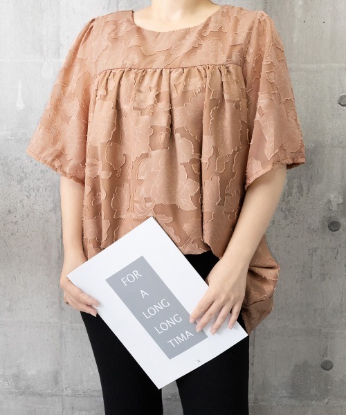 Miniministore(ミニミニストア)の「フレア袖シフォンブラウス レディース夏服半袖(シャツ/ブラウス・レディース・ブラック/ホワイト/ピンクベージュ・L/M)」の19枚目の写真