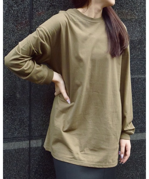 spiritoso(スピリトーゾ)の「【spiritoso】USAコットンロングロンT(Tシャツ/カットソー・レディース・ブラック/カーキ/杢グレー・FREE)」の4枚目の写真