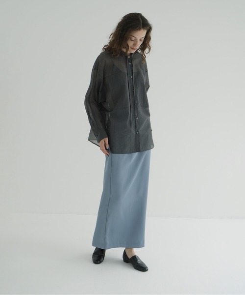 CLANE（クラネ）の「HIGH WAIST STRAIGHT SATIN SKIRT（スカート・レディース・ブラック/ブルー・0/1/2）」の5枚目の写真