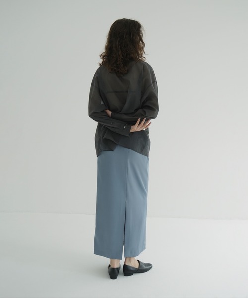 CLANE（クラネ）の「HIGH WAIST STRAIGHT SATIN SKIRT（スカート・レディース・ブラック/ブルー・0/1/2）」の7枚目の写真