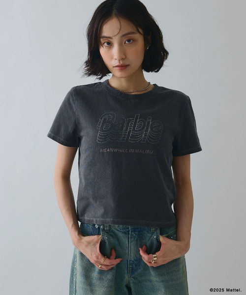 ELLEgirl(エルガール)の「《Barbie×ELLEgirl》 コンパクトTシャツ(Tシャツ/カットソー・レディース・オフホワイト/チャコール・FREE)」の1枚目の写真