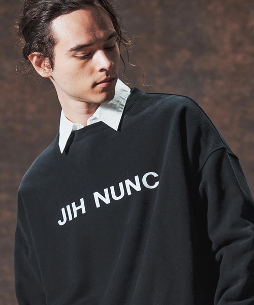 Jih Nunc（ジーヌンク）の「msw1728-ロゴプリント裏起毛スウェットプルオーバー(JIH-R1140)（スウェット・メンズ・ブラック/パープル/チャコール・L/M/S）」の5枚目の写真
