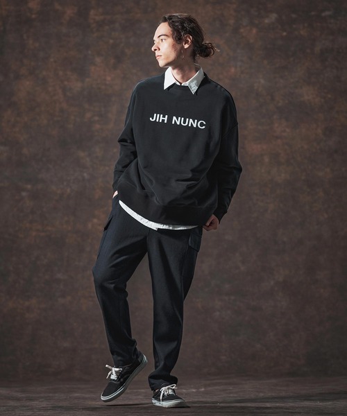 Jih Nunc（ジーヌンク）の「msw1728-ロゴプリント裏起毛スウェットプルオーバー(JIH-R1140)（スウェット・メンズ・ブラック/パープル/チャコール・L/M/S）」の7枚目の写真