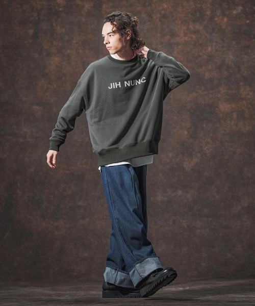 Jih Nunc（ジーヌンク）の「msw1728-ロゴプリント裏起毛スウェットプルオーバー(JIH-R1140)（スウェット・メンズ・ブラック/パープル/チャコール・L/M/S）」の12枚目の写真