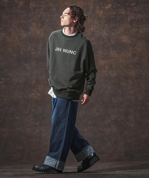 Jih Nunc（ジーヌンク）の「msw1728-ロゴプリント裏起毛スウェットプルオーバー(JIH-R1140)（スウェット・メンズ・ブラック/パープル/チャコール・L/M/S）」の14枚目の写真