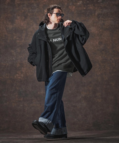 Jih Nunc（ジーヌンク）の「msw1728-ロゴプリント裏起毛スウェットプルオーバー(JIH-R1140)（スウェット・メンズ・ブラック/パープル/チャコール・L/M/S）」の15枚目の写真