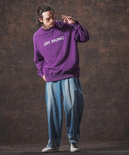 Jih Nunc（ジーヌンク）の「msw1728-ロゴプリント裏起毛スウェットプルオーバー(JIH-R1140)（スウェット・メンズ・ブラック/パープル/チャコール・L/M/S）」の19枚目の写真