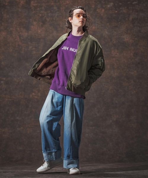 Jih Nunc（ジーヌンク）の「msw1728-ロゴプリント裏起毛スウェットプルオーバー(JIH-R1140)（スウェット・メンズ・ブラック/パープル/チャコール・L/M/S）」の20枚目の写真