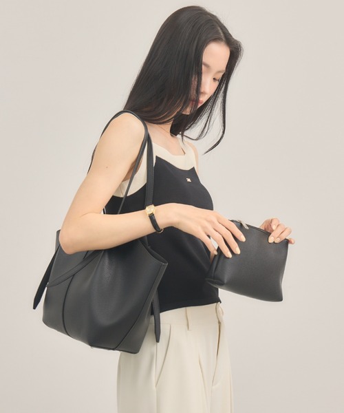 NEUNA（ヌナ）の「【ポーチ付き！】ノットフェイクレザーバッグ（トートバッグ・レディース・アイボリー/ブラック/モカ・FREE）」の13枚目の写真