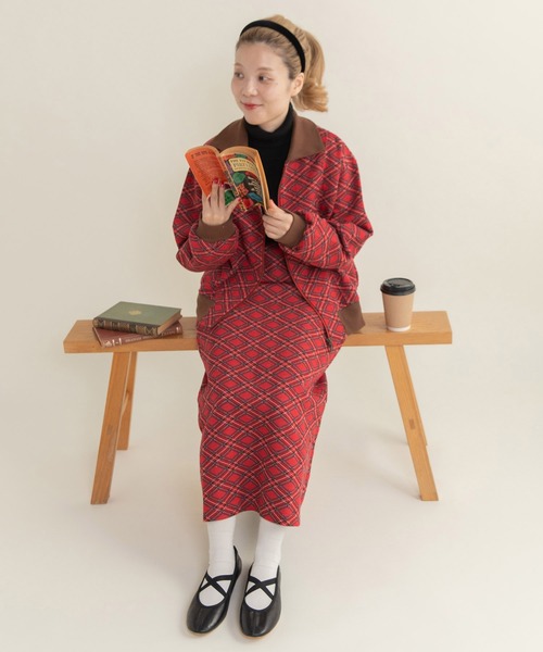 CHILD WOMAN（チャイルドウーマン）の「チェック柄キルトジャカード ブルゾン（ブルゾン・レディース・レッド・FREE）」の7枚目の写真
