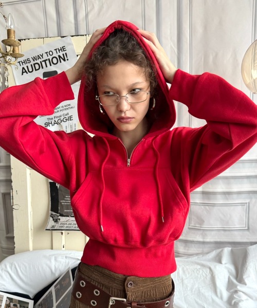 セール】裏起毛ハーフジップフーディスウェット（スウェット